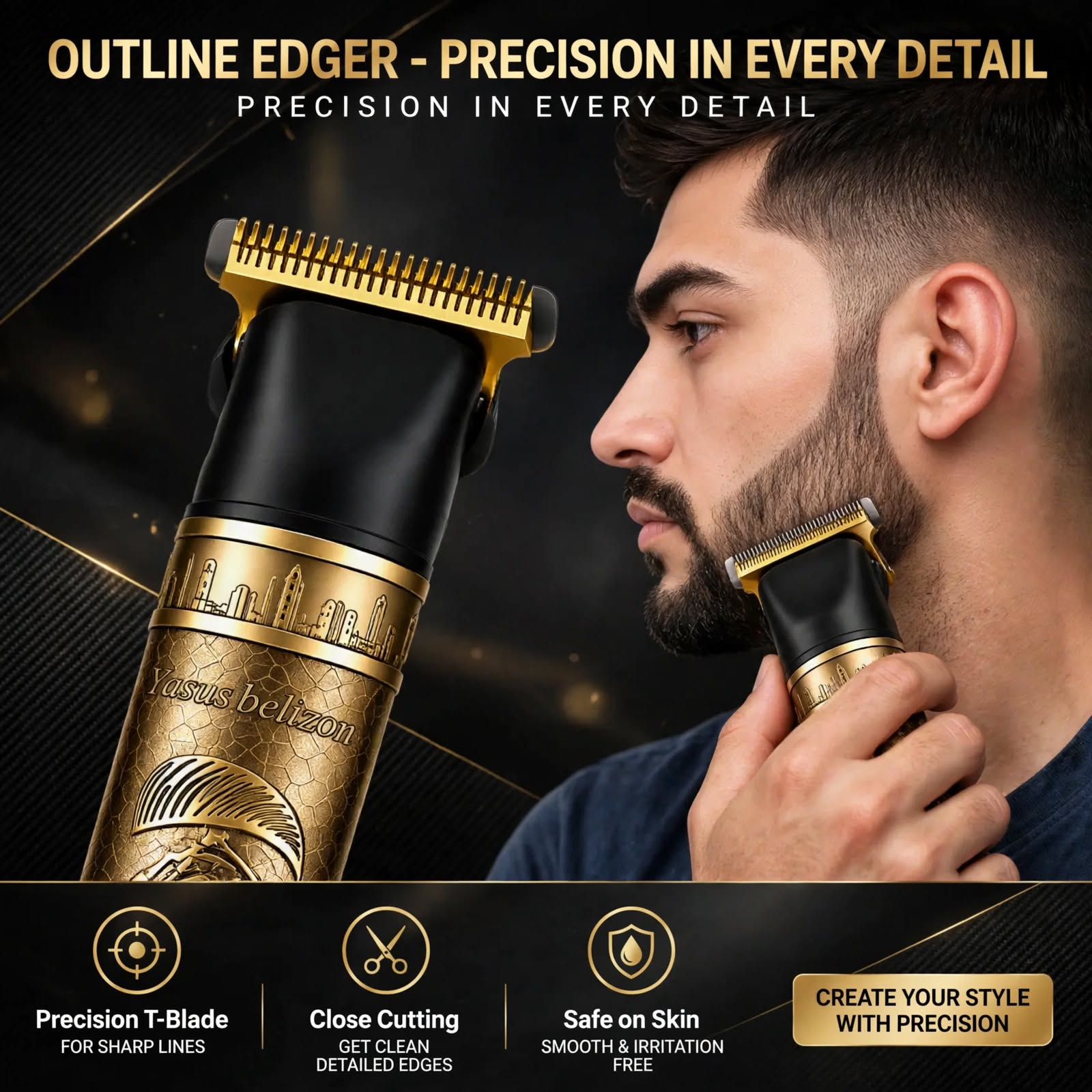 3 in 1 PROFESSIONAL DRAGON STYLE TRIMMER FOR MEN, Usb Rechargeable Outline Edger Beard Trimmer, GROOMING KIT FOR MEN