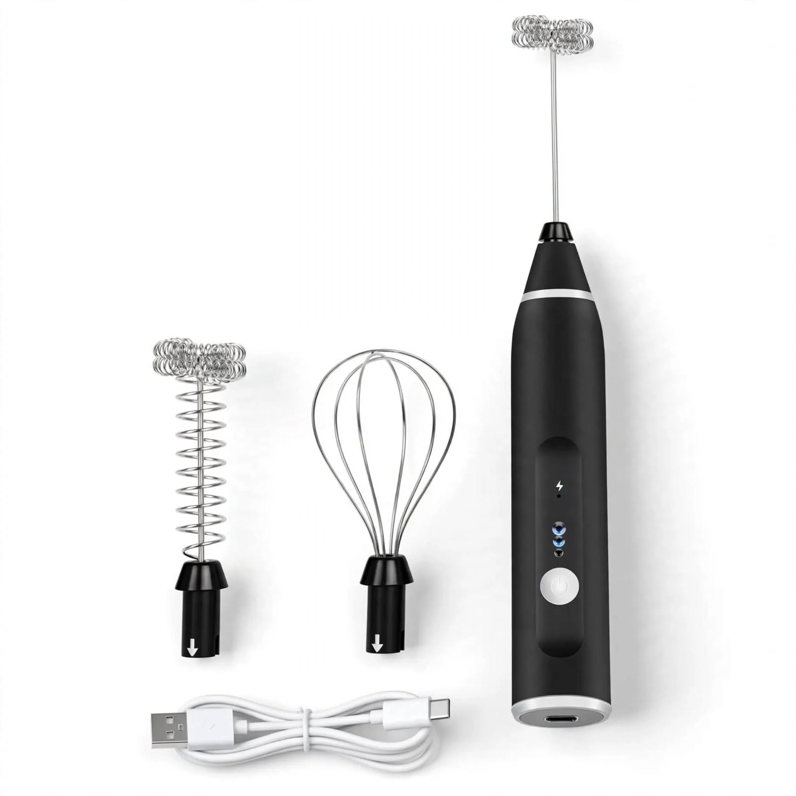 Coffee Beater 2 in 1 Rechargeable Electric Handheld Mixer | USB Milk Frother & Egg Beater | 3 Speed Cordless Coffee Whisk | Portable Latte Foamer for Cappuccino, Eggs, Drinks | USB Charging, Lightweig