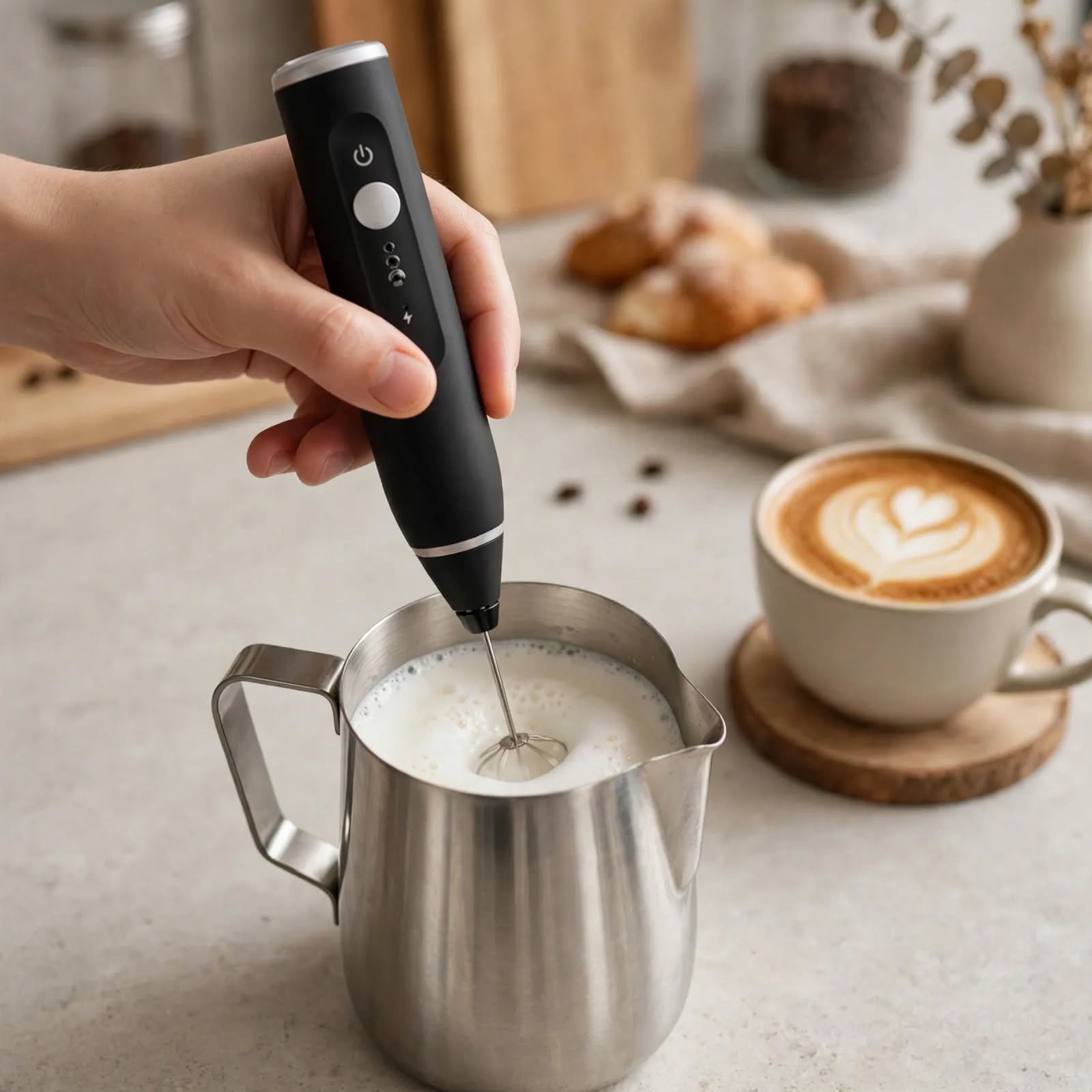 Coffee Beater 2 in 1 Rechargeable Electric Handheld Mixer | USB Milk Frother & Egg Beater | 3 Speed Cordless Coffee Whisk | Portable Latte Foamer for Cappuccino, Eggs, Drinks | USB Charging, Lightweig